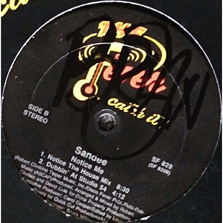 Sandee - Notice Me (Club Vocal / Drumapella / House Mix / Dubbin At Studio 54) Classic House With Writing On Label
