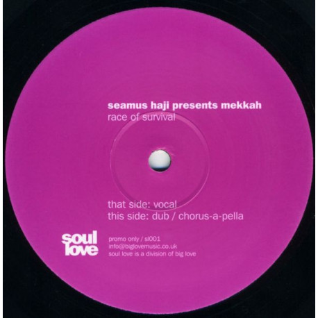 Seamus Haji Presents Mekkah - Race Of Survival (Vocal Mix / Dub / Chorus Apella) Vinyl Promo