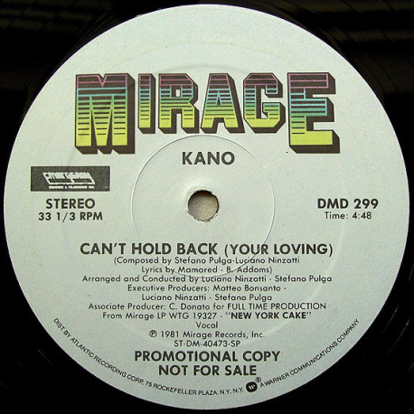 Kano - Cant Hold Back (Youre Lovin) Original US Pressing Plays Same Both Sides