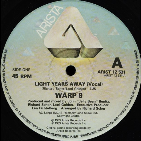 Warp 9 - Light Years Away (Vocal Mix / Dub) Mixed By Jellybean