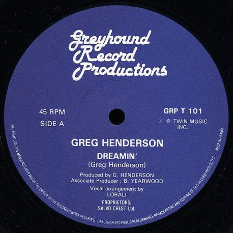 Greg Henderson - Dreamin (Vocal Version / Instrumental)  Vinyl