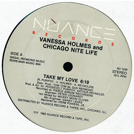 Vanessa Holmes And Chicago Nite Life - Take My Love (Extended Mix / Radio Mix / House Mix) Still In Shrink Wrap