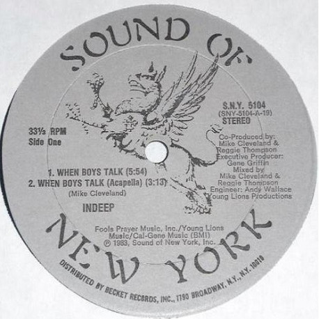 Indeep - When Boys Talk (Extended / Instrumental / Acappella / Scratch Mix 1 / Scratch Mix 2) Still In Shrink Wrap