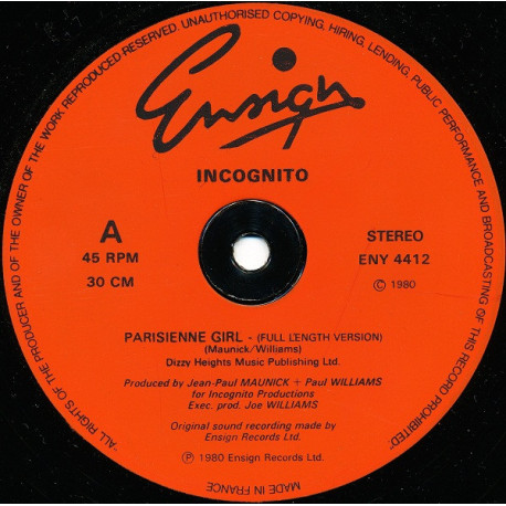 Incognito - Parisienne Girl / Summers Ended (A Brit Funk Classic)