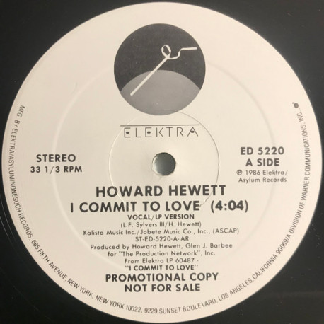 Howard Hewett - I Commit To Love (LP Version) Vinyl Promo
