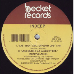 Indeep - Last Night A DJ Saved My Life (Vocal Mix / Acappella / Telephone Ringing / Screeching Tyres / Flushing Toilet)