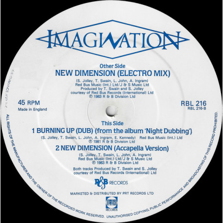 Imagination - Burnin Up (Dub) / New Dimension (Electro Mix / Acappella Version)