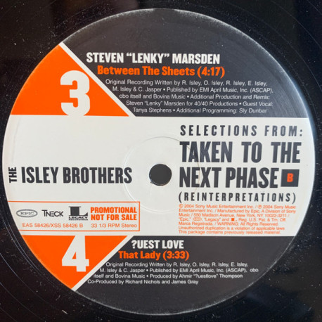 Isley Brothers - Taken To The Next Phase Sampler Featuring Tracks By Steven Marsden / Quest Love / Ignorants / Onda (Promo)