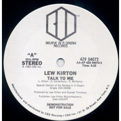 Lew Kirton - Talk To Me (Vocal Mix / Instrumental) Vinyl Promo Still In Shrink Wrap