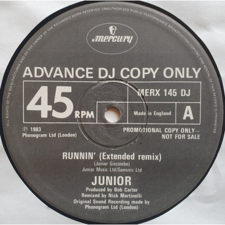 Junior - Runnin (Nick Martinelli Remix / Instrumental Remix) / Women Say It (Vinyl Promo)