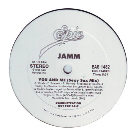 Jamm - You And Me (Live Club Mix / Live Club Edit / Sexy Sax Mix) Vinyl Promo