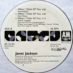 Janet Jackson - When I Think Of You (Dance Remix / Instrumental / Extra Beats / Dub Acappella) Original Vinyl Promo