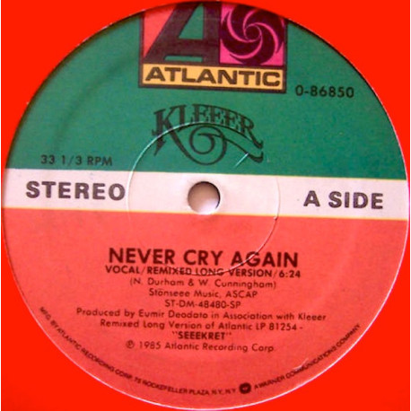 Kleeer - Never Cry Again (Remix Long Version / Remix Edit / Dub Version) Vinyl Promo