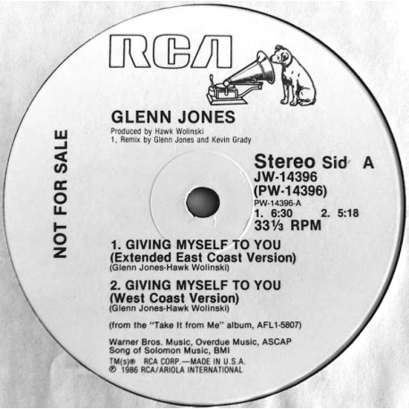 Glenn Jones - Giving Myself To You (Extended East Coast Version / West Coast Version / Instrumental) Vinyl Promo