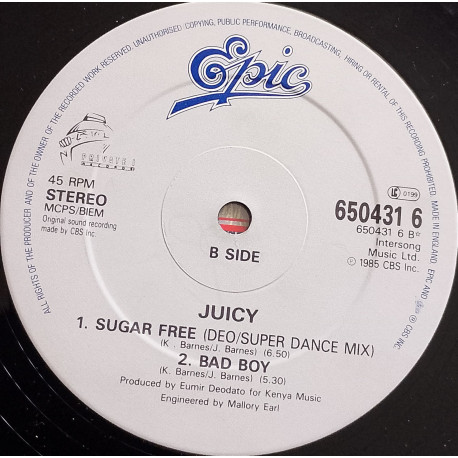 Juicy - Sugar Free (Deo Super Dance Mix) / After Loving You / Private Party / Bad Boy
