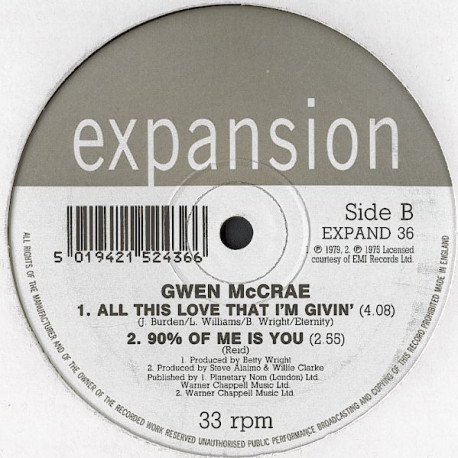 Gwen McCrae - All This Love That Im Giving (Original Mix) / 90 Percent Of Me Is You / I Can Only Think Of You