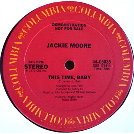 Jackie Moore - This Time Baby (John Luongo Disco Mix / Instrumental) Writing On Label