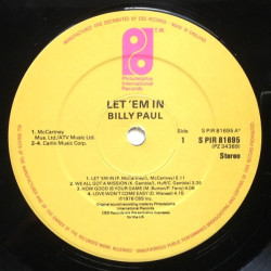 Billy Paul - Let Em In (8 Track LP) NO COVER Love Wont Come Easy / Word Sure Gets Around / I Trust You