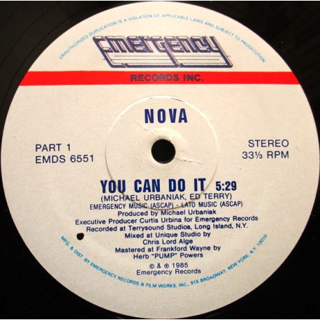 Nova - You Can Do It (Original Mix / Fresh Mix) Still In Shrink Wrap