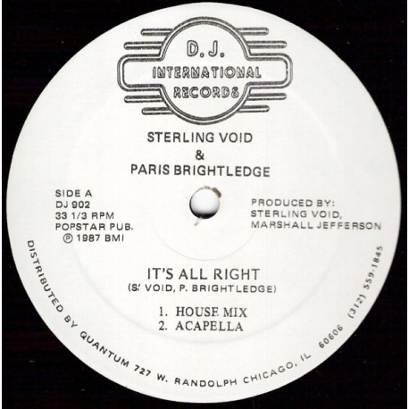 Sterling Void & Paris Brightledge - Its Alright (House Mix / Acappella / Radio Mix / Dub)
