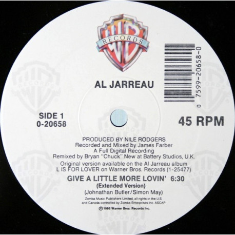Al Jarreau - Give A Little More Lovin (Extended Version / Remix / Dub) Vinyl