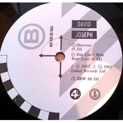 David Joseph - You Cant Hide (Your Love From Me) Larry Levan Vocal Mix / Discover / No Turning Back (Vinyl Promo)