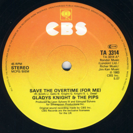 Gladys Knight & The Pips - Save The Overtime For Me (Long Version) / Aint No Greater Love