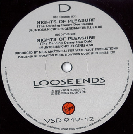 Loose Ends - Nights Of Pleasure (Danny D Remix / Danny D Dub) Vinyl Promo