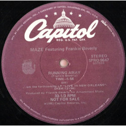 Maze Featuring Frankie Beverly - Running Away (Full Version / Edited Version) Vinyl Promo