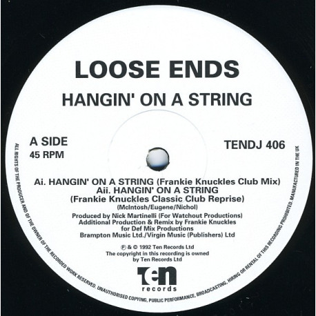Loose Ends - Hangin On A String (Frankie Knuckes Club Mix / FK Reprise / Extended Dance Mix / All Night Mix) Vinyl Promo