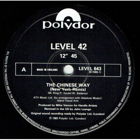 Level 42 - The Chinese Way (John Luongo US Remix / John Luongo Dub Mix)