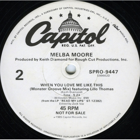 Melba Moore Featuring Lillo Thomas - When You Love Me Like This (Monster Groove Mix / Special Club Remix) Vinyl Promo