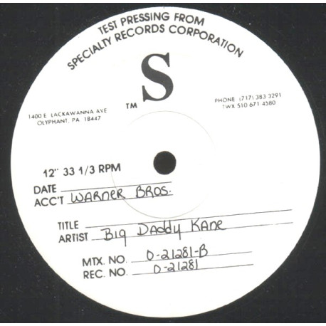 Big Daddy Kane - Smooth Operator (Vocal / Dub) / Warm It Up Kane (Vocal / Dub) 12" Vinyl Record