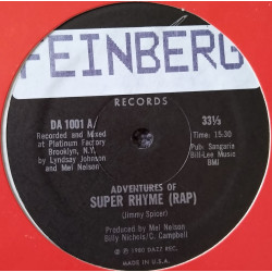 Jimmy Spicer - The Adventures Of Super Rhyme (Rap) 2 Mixes (Sticker On Label)
