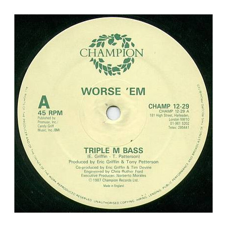 Worse Em - Triple M Bass (Vocal Mix / Instrumental)