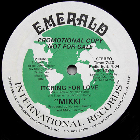 Mikki - Itching For Love (Long Version / Dub Mix / Radio Edit) Vinyl Promo