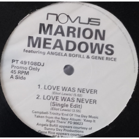 Marion Meadows - Love Was Never (Full Length / Single Edit) / Sleepless Nights (No Doz Mix) / Paradise / The Real Thing (Promo)