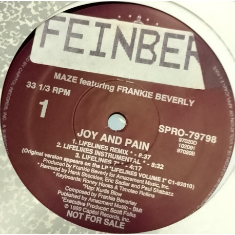 Maze Featuring Frankie Beverly - Joy And Pain (Original LP Version / Original Instrumental / Lifelines Remix / Inst) Promo