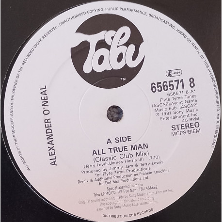 Alexander ONeal - All True Man (Frankie Knuckles Classic Club Mix / FK Big House Mix / FK Big House Instrumental) Vinyl