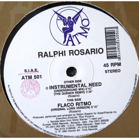 Ralphi Rosario - Instrumental Need (Underground Mix / The Quench Mix) / Flaco Ritmo (Original Mix)