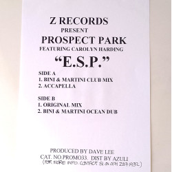 Prospect Park Featuring Carolyn Harding - E.S.P. (Dave Lee Mix / Accapella / Bini & Martini Club Mix / Bini & Martini Dub)