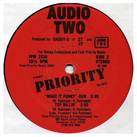 Audio Two - Top billin / Make it funky (Vocal mix / Dub) reissue