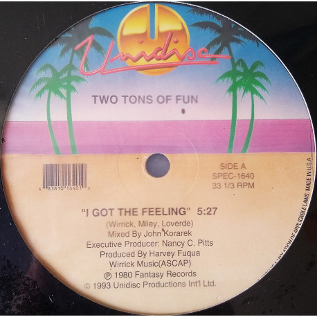 Two Tons Of Fun - I Got The Feeling / Earth Can Be Just Like Heaven / Do You Wanna Boogie (Long Versions) In Shrink Wrap