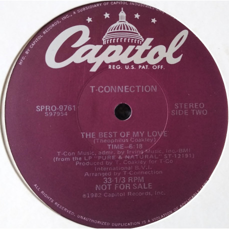 T Connection - Best Of My Love (Full Length Version) / Party Night (Vinyl Promo)