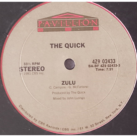Quick - Zulu (John Luongo Extended Mix / Instrumental) Still In Shrink Wrap