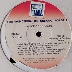 Smokey Robinson - And I Dont Love You (Larry Levan Vocal Mix / Larry Levan Instrumental) Vinyl Promo