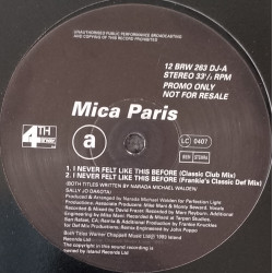 Mica Paris - I Shouldve Known Better (Original Mix) / I Never Felt Like This Before (Frankie Knuckles Mixes) Vinyl Promo