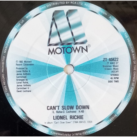 Lionel Richie - Cant Slow Down (LP Version) / Say You Say Me