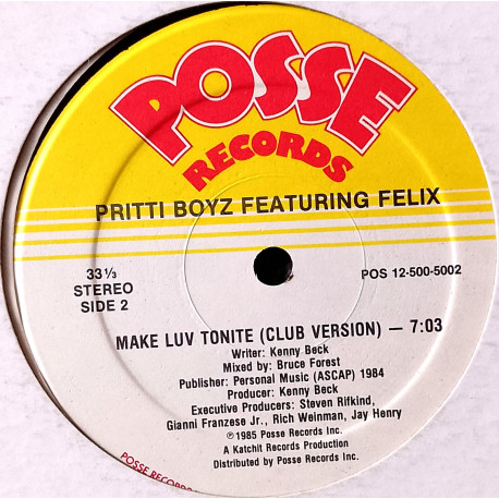 Pritti Boyz feat Felix - Make luv tonite (Club mix / Radio Version) 12" Vinyl Record
