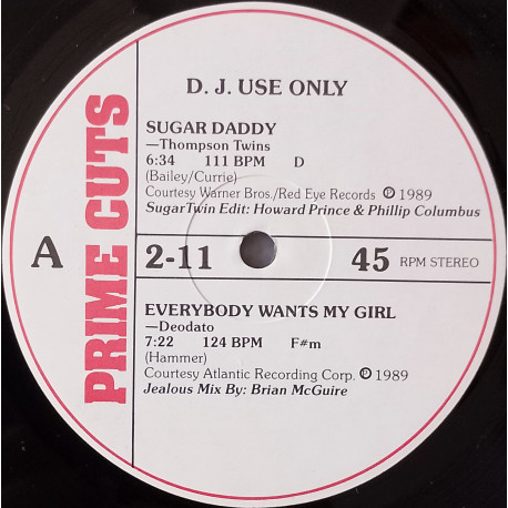 Deodato - Everybody Wants My Girl (Prime Cuts Remix) / Thompson Twins - Sugar Daddy (Prime Cuts Remix)  DJ Mixes